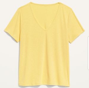 Short-Sleeve Luxe V-Neck Rib-Knit T-Shirt